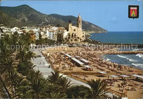 Sitges Platja d Or Strand Promenade Kirche Kueste