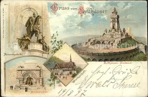 Kyffhaeuser Kaiser Wilhelm Denkmal Reiterstandbild Barbarossa Kat. Bad Frankenhausen