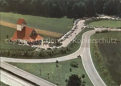 Adelsried Augsburg Autobahnkirche Maria Schutz der Reisenden Fliegeraufnahme Kat. Adelsried