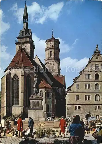 Stuttgart Stiftskirche mit Fruchtkasten und Schillerdenkmal Kat. Stuttgart