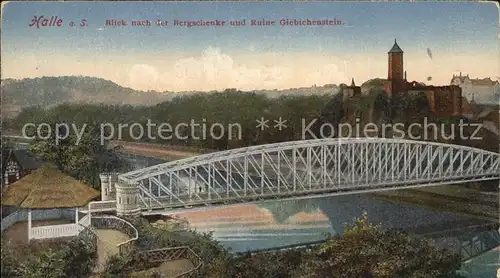 Halle Saale Blick nach Bergschenke Ruine Giebichenstein Kat. Halle