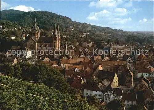 Heppenheim Bergstrasse Ortsansicht mit Kirche Luftkurort Blick vom Schlossberg Kat. Heppenheim (Bergstrasse)