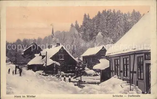Schierke Harz Dorfstrasse Winter Kat. Schierke Brocken