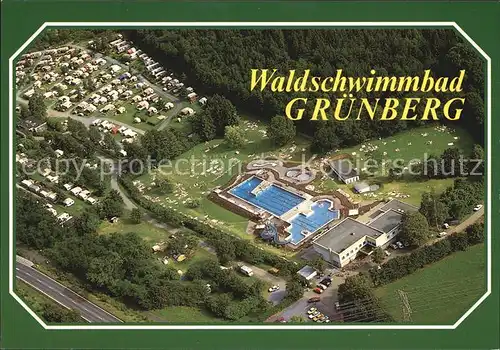 Gruenberg Hessen Waldschwimmbad Campingplatz Fliegeraufnahme Kat. Gruenberg