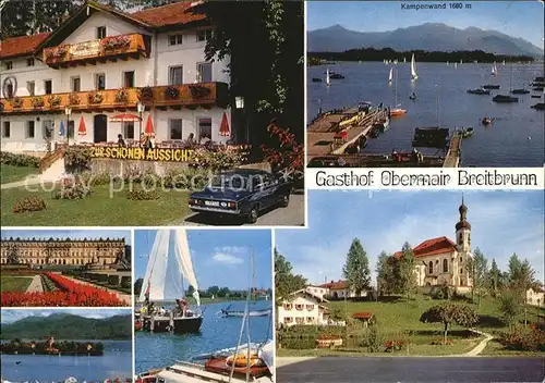 Breitbrunn Chiemsee Gasthof Obermair Hafenpartie Schloss Kirche Kat. Breitbrunn a.Chiemsee