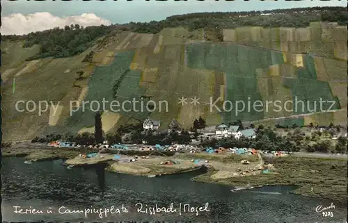 Rissbach Ferien und Campingplatz an der Mosel Conely Karte handcoloriert Kat. Traben Trarbach