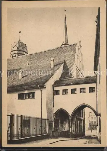 Halle Saale 
Blick durch Rathausbogen auf Boerse Kat. Halle