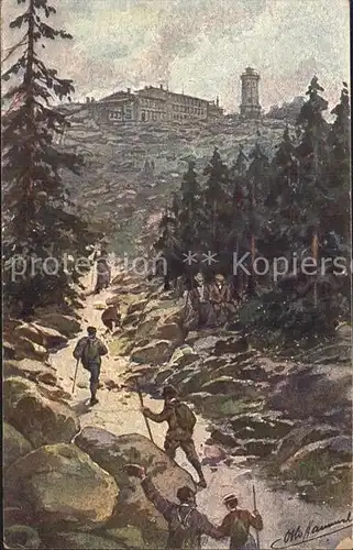 Brocken Brockenhotel Aussichtsturm Kuenstlerkarte Kat. Wernigerode