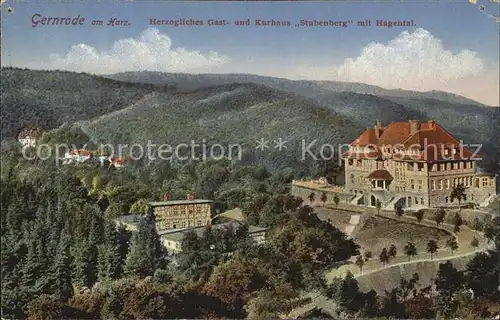 Gernrode Harz Herzogliches Gast und Kurhaus Stubenberg mit Hagental Kat. Gernrode Harz