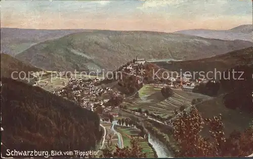 Schwarzburg Thueringer Wald Blick vom Trippstein Kat. Schwarzburg