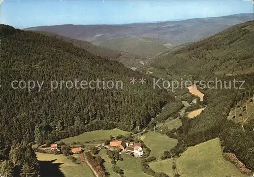 Struempfelbrunn Muehle im oberen Hoellgrund Fliegeraufnahme Kat. Waldbrunn