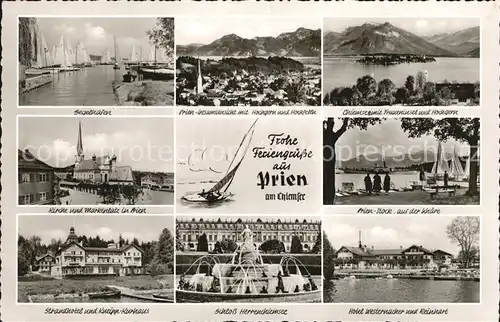 Prien Chiemsee Segelhafen Total Chiemsee Fraueninsel Kirche Marktplatz Strandhotel Kurhaus Schloss Herrenchiemsee Hotel Westernacker und Reinhart Kat. Prien a.Chiemsee