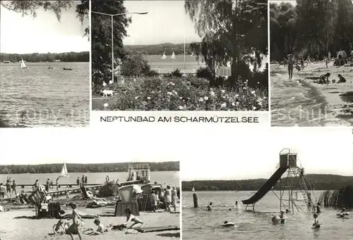 Scharmuetzelsee Neptunbad Strand Rutsche Kat. Bad Saarow