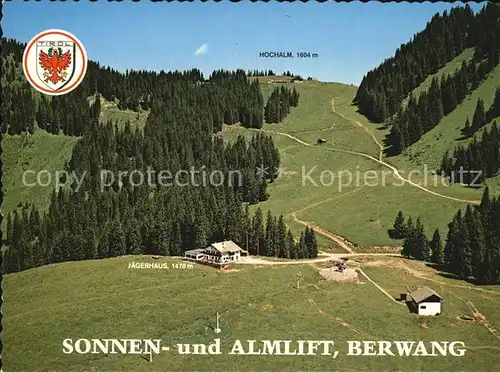 Berwang Tirol Sonnenlift Almlift Gasthof Jaegerhaus Hochalm Fliegeraufnahme Kat. Berwang