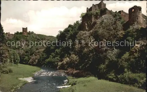 Manderscheid Eifel Die Lieser mit den Burgen Kat. Manderscheid