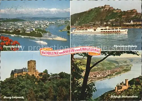 Koblenz Rhein Ehrenbreitstein Schloss Stolzenfels Burg Lahneck Deutsches Eck Kat. Koblenz