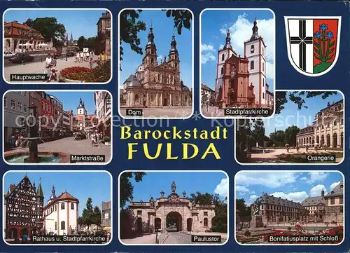 Fulda Hauptwache Dom Stadtpfarrkirche Marktstr Orangerie Rathaus Paulustor Bonifatiusplatz Schloss Kat. Fulda