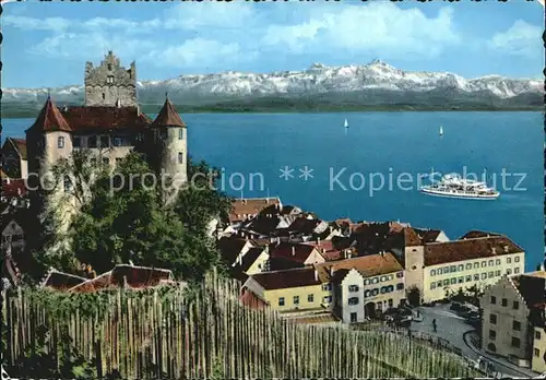 Meersburg Bodensee Schloss mit Schweizer Alpen Kat. Meersburg