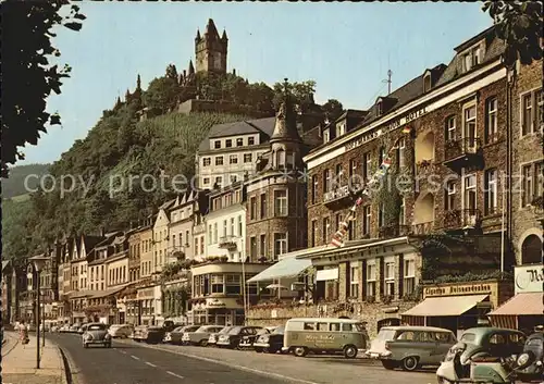 Cochem Mosel Uferstrasse Schlossblick Kat. Cochem