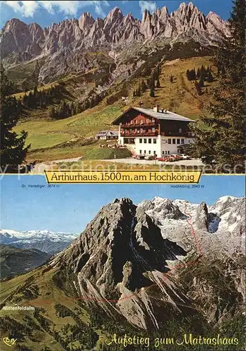 Arthurhaus am Hochkoenig Mittenfeldalm Aufstieg zum Matrashaus Kat. Muehlbach am Hochkoenig