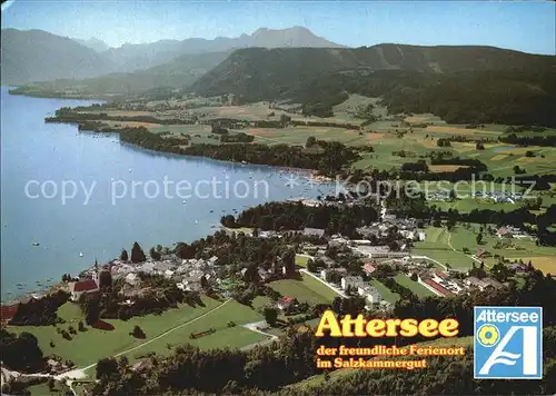 Attersee mit Schafberg Fliegeraufnahme Kat. Attersee