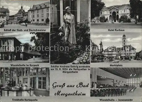 Bad Mergentheim Schloss Hotel Kurhaus Marktplatz Schaefer Andreas Gehrig Denkmal Statue Wandelhalle Trinkhalle Karlsquelle Kurpark Kat. Bad Mergentheim