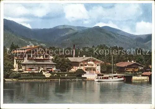 Egern Tegernsee Gasthof ueberfahrt Ansicht vom See aus Boot Kat. Rottach Egern