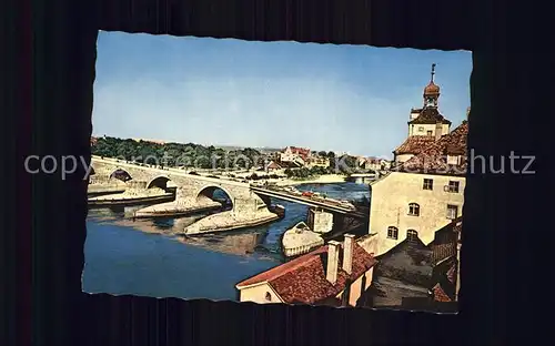 Regensburg Blick auf die Steinerne Bruecke / Regensburg /Regensburg LKR