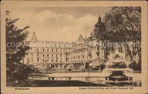 Wiesbaden Kaiser Friedrich Platz mit Hotel Nassauer Hof Kat. Wiesbaden