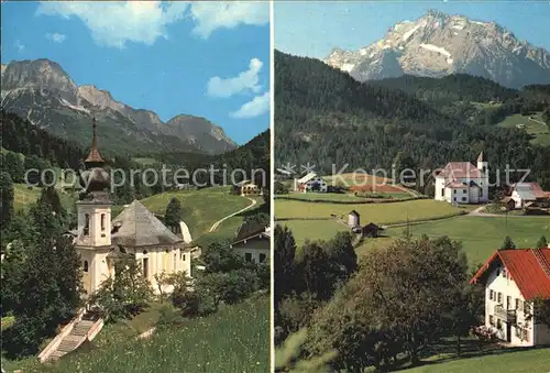 Maria Gern Kirche Untersberg Maria Ettenberg Kirche mit Hochkalter Kat. Berchtesgaden