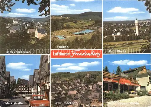 Freudenberg Westfalen Katholische Kirche Freibad Marktstrasse  Kat. Freudenberg