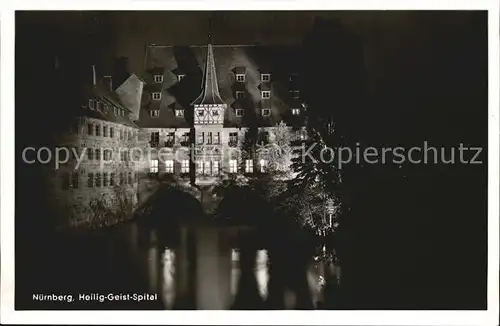 Nuernberg Heilig Geist Spital bei Nacht Kat. Nuernberg