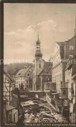 Monschau Montjoie Partie an der Rur mit Ev Kirche Kat. Monschau