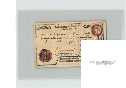 Muehlhausen Thueringen 50 Pfennig Kat. Muehlhausen Thueringen