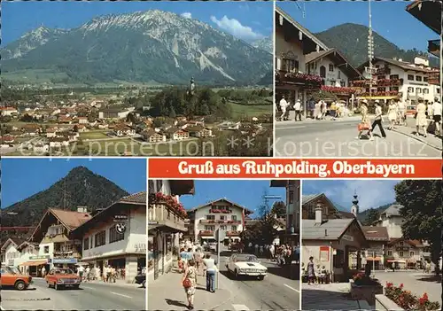 Ruhpolding Gesamtansicht mit Rauschberg Dorfplatz Ortsmotive Kat. Ruhpolding