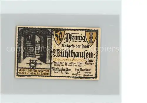 Muehlhausen Thueringen 50 Pfennig Eule  Kat. Muehlhausen Thueringen