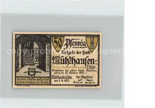 Muehlhausen Thueringen 50 Pfennig Eule  Kat. Muehlhausen Thueringen