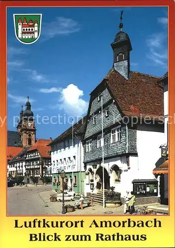 Amorbach Blick zum Rathaus Pfarrkirche St Gangolf Kat. Amorbach