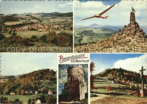 Poppenhausen Rhoen Panorama Segelflieger Fliegerdenkmal Wasserkuppe Kreuz Kalvarienberg Burgruine