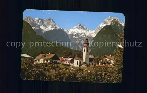 Lofer Ortsansicht mit Kirche Loferer Steinberge Ochsenhorn Reifhorn Breithorn Kat. Lofer