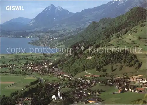 Giswil mit Sarnersee und Stanserhorn Alpen Kat. Giswil