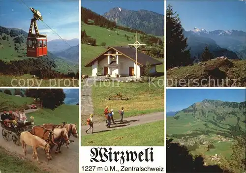 Wirzweli Seilbahn Kapelle Panorama Pferdewagen Kat. Wirzweli