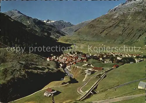 Andermatt mit Furka Fliegeraufnahme Kat. Andermatt