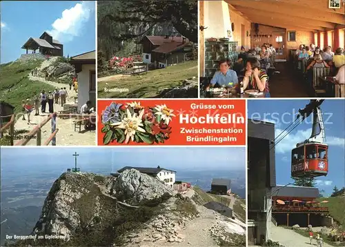 Hochfelln Bergen Talstation Kabinenseilbahn Berggasthof Gipfelkreuz Kirche Kat. Bergen