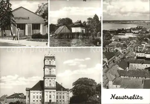 Neustrelitz Sporthalle Zierker See Stadtkirche Ortsansicht Kat. Neustrelitz