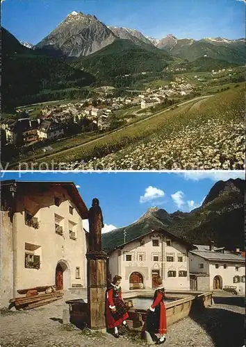 Scuol Tarasp Vulpera Alpinheilbad Scuol Pisocgruppe Dorfplatz / Scuol /Bz. Inn