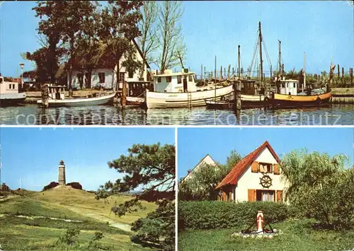 Insel Hiddensee Neuendorf Hafen Kloster Leuchtturm Seemannshaeuschen Kat. Insel Hiddensee