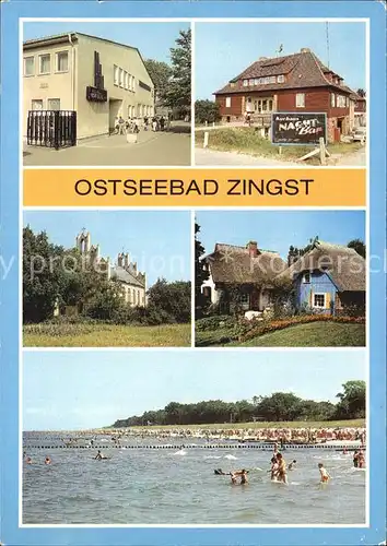 Zingst Ostseebad FDGB Urlauberrestaurant Kurhaus Kirche Katen Stoertebekerstrasse Strand Kat. Zingst Darss