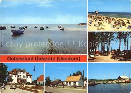 ueckeritz Usedom Achterwasser POS Ernst Thaelmann Hauptstrasse Strand Campingplatz Bootshafen Kat. ueckeritz Usedom