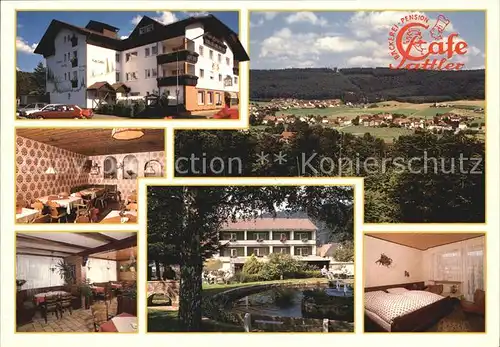 Wahlen Odenwald Cafe Sattler mit Gaestehaus Waldblick Gastraum Zimmer Park Panorama Kat. Grasellenbach